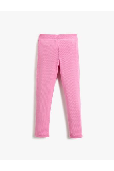 Koton Basic Ribbed Leggings Cotton Elastic Waist Label Detailed