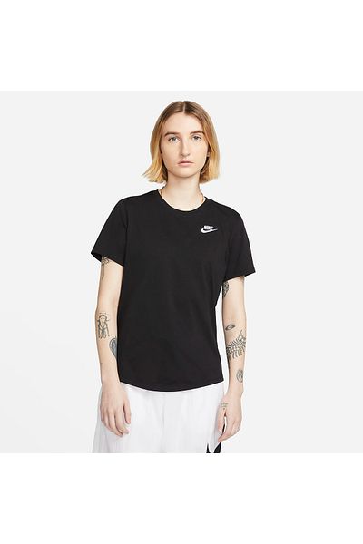 Nike Round Neck Black-Grey-Silver Women's T-Shirt Dx7902-010 W Nsw Tee Club