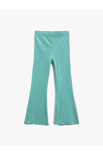 Koton Basic Flared Leg Leggings Trousers Ribbed Elastic Waist