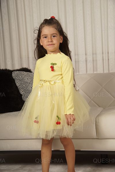 QUESHMA Mobile Cherry Lined Tulle Tutu Girl's Dress
