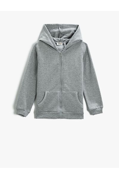 Koton Basic Cardigan Zippered Hooded Pocket