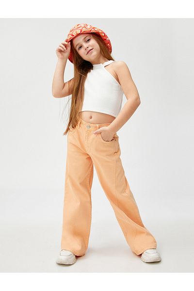 Koton Crop Top cu un umăr, fără mâneci, cu nervuri