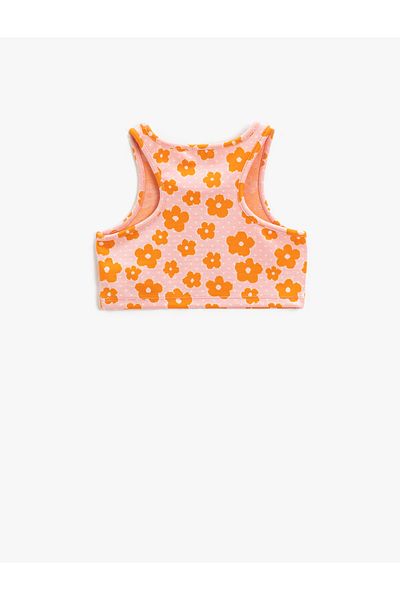 Koton Sportler-Crop mit Blumenmuster, ärmellos, Rundhalsausschnitt, schmale Passform