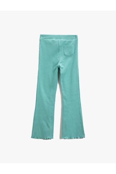 Koton Basic Flared Leg Leggings Trousers Ribbed Elastic Waist