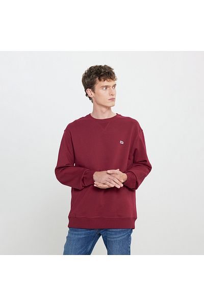 Lee Men's - 100% Cotton Crew Neck Fleece Claret Red Sweatshirt (Regular Fit)