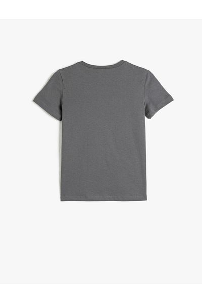 Koton Slogan Printed Short Sleeve T-Shirt Crew Neck Cotton