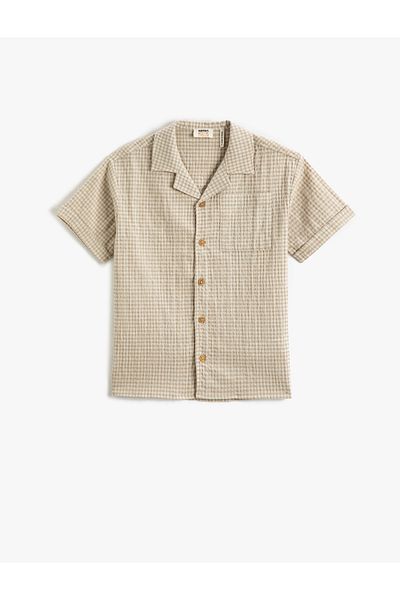Koton Short Sleeve Shirt Single Pocket Buttoned