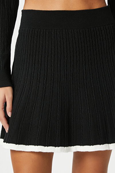 Ritnice Women's Mia Polo Neck Black Stripe Sweater Skirt Knitwear Bottom Top Set