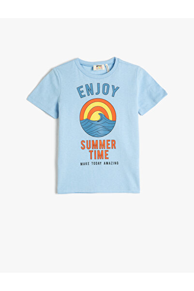 Koton Printed Short Sleeve T-Shirt Crew Neck Cotton