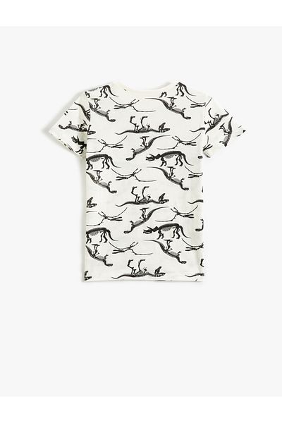 Koton Dinosaur Printed Short Sleeve T-Shirt Crew Neck