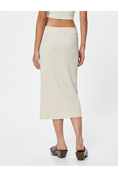 Koton Midirock mit drapiertem Schlitz und hoher Taille