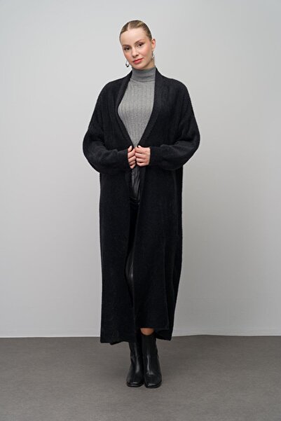 Olcay Ζακέτα Loose Knitwear - Μακρύ Μαύρο 8245