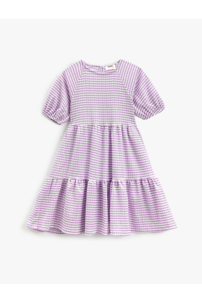 Koton Rochie cu mâneci bufante scurte, model largi, guler rotund straturi