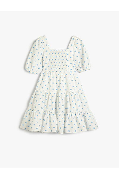 Koton Šaty Midi Puntíkatý balonový rukáv podšitý bavlnou do U krku