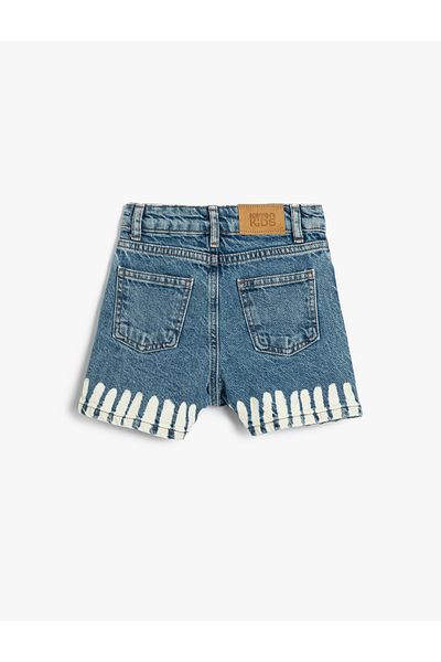 Koton Denim Shorts Color Contrast Cotton Pocket