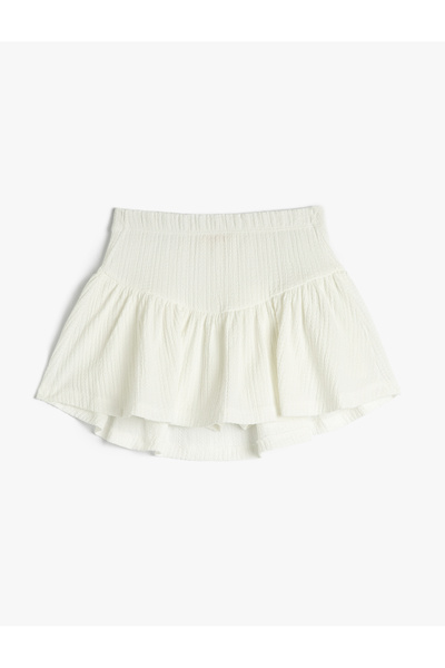 Koton Elastický pas Regular Fit bílé dívčí šortky 5SKG40014AK