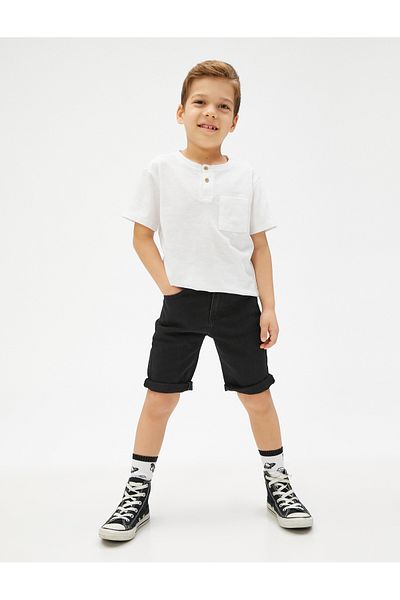 Koton Tricou din bumbac cu mânecă scurtă cu gât rotund