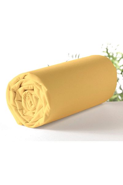 Maki Home Hundred Percent Maki - Cotton Mustard Yellow Without Pillow Cover, 180X200 High Brim Oversized Fitted Sheet