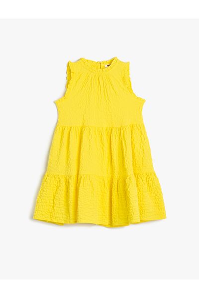 Koton Kleid mit Rüschen, ärmellos, Rundhalsausschnitt, mehrlagig