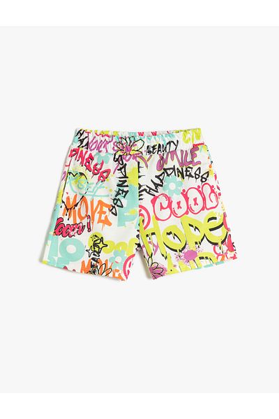 Koton Shorts mit elastischem Bund und Tasche bedruckt