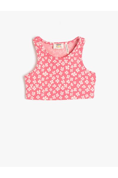 Koton Jumătate Tank Top fără mâneci Floral Tight Fit
