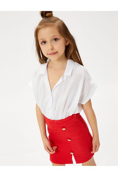 Koton Shirt Short Sleeve Tie Front Pocket Modal Blend