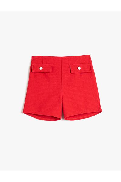 Koton Tweed Shorts Cotton with Decorative Pockets