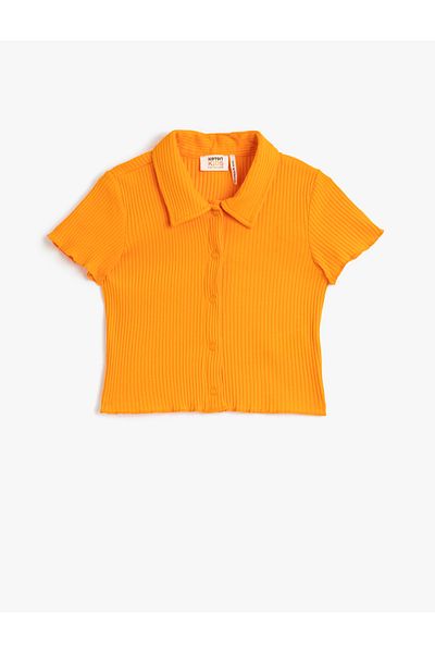 Koton Tricou cu gât polo, cu mânecă scurtă, nasturi cu apăsare, bumbac cu nervuri