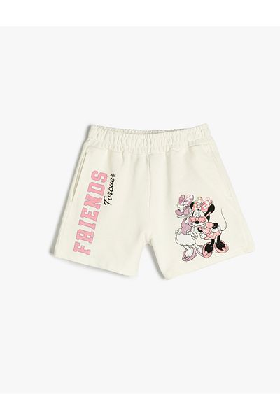 Koton Minnie Mouse and Daisy Duck - Cotton, Pocket and Elastic Waist Shorts