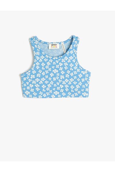 Koton Halbes Tanktop, ärmellos, mit Blumenmuster, eng anliegend