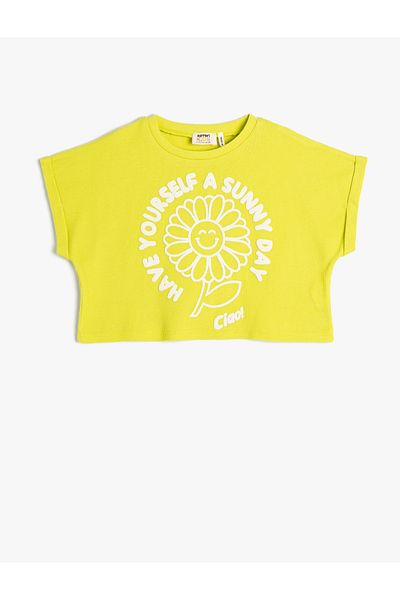 Koton Crop T-Shirt Oversize Short Sleeve Crew Neck Cotton