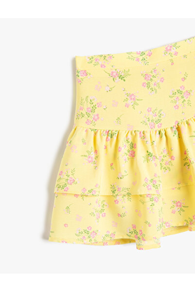 Koton Etek Fırfırlı Çiçekli Beli Lastikli Pamuklu