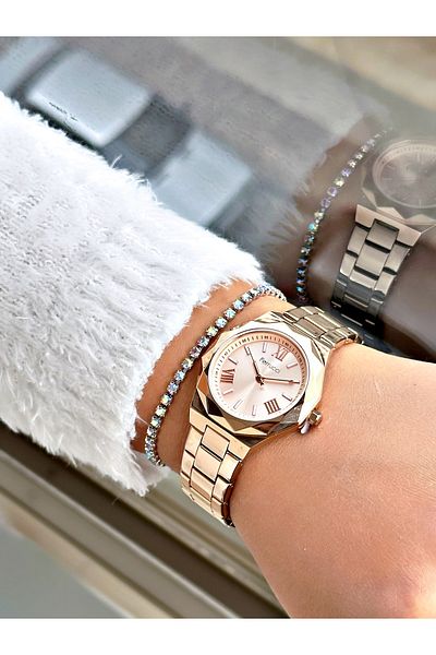 Ferrucci Rose Gold Color Steel Cord Star Model Women's Wrist Watch + Bracelet