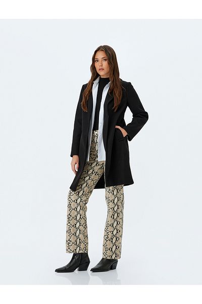 Koton Long Sleeve Buttoned Double Breasted Cashmere Coat