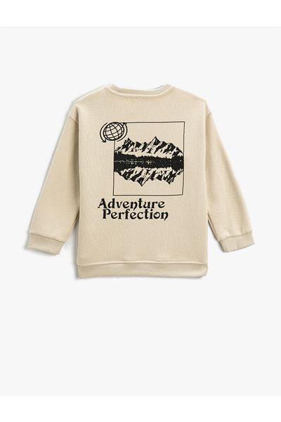Koton Back Printed Sweatshirt Crew Neck