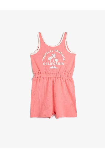 Koton Jumpsuit Mini Thick Strap Elastic Waist Printed Cotton