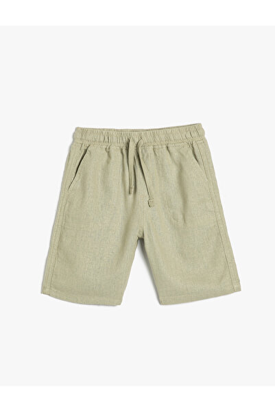 Koton Şort Keten Karışımlı Beli Bağlamalı Cepli