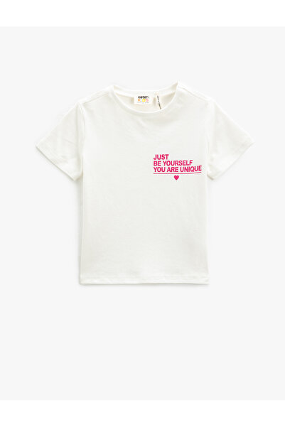 Koton Tricou cu mânecă scurtă cu decolteu și imprimeu bumbac detaliat