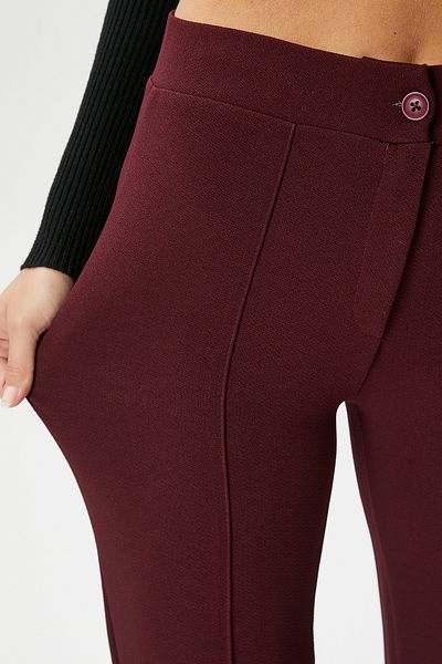 Ritnice Women's Straight Lycra Burgundy Trousers