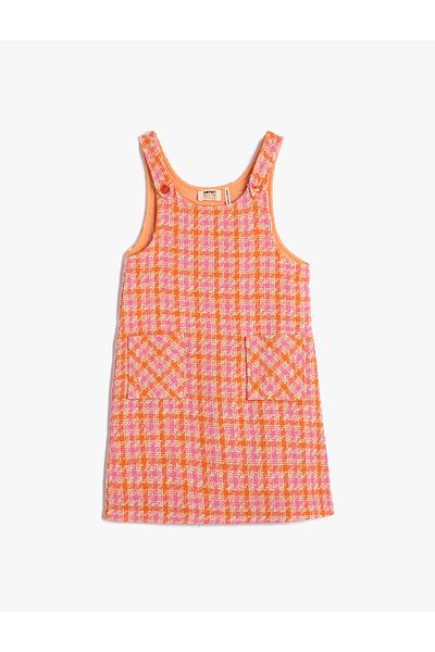 Koton Tweed Gilet Dress with Pockets and Adjustable Straps