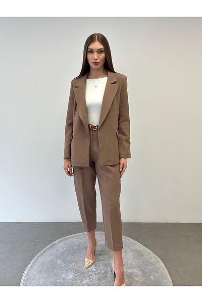 ossons Sleeve Fold Belted Jacket Pants 2-Piece Suit