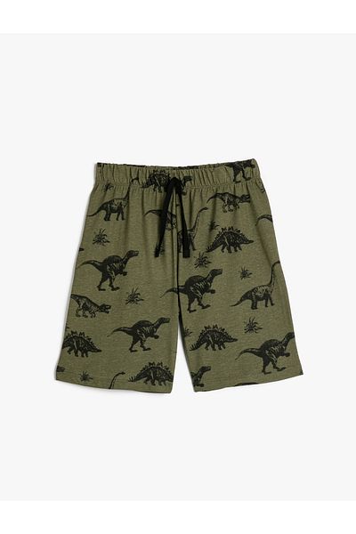Koton Shorts Tie Waist Dinosaur Printed Cotton