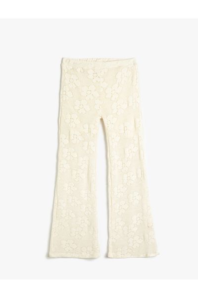 Koton Gehäkelte spanische Leggings - halbgefütterte Hose mit elastischem Bund