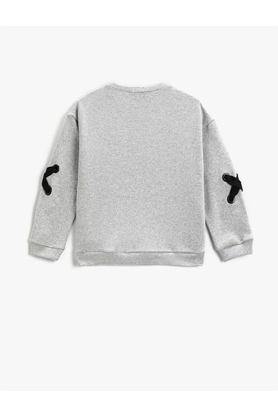 Koton Sweat Applique Detailed Printed Long Sleeve Crew Neck