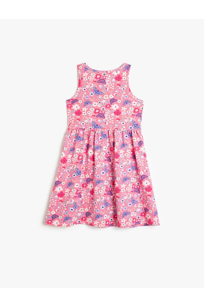 Koton Combed Cotton Dress Sleeveless Round Neck Butterfly Printed Cotton