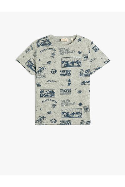 Koton T-Shirt Printed Short Sleeve Crew Neck