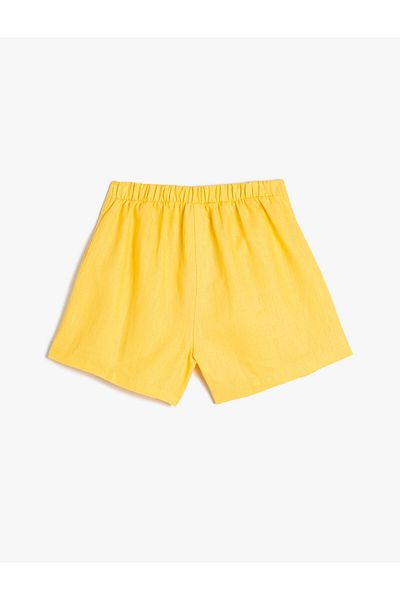 Koton Leinenshorts mit Falten über dem Knie und elastischer Taille