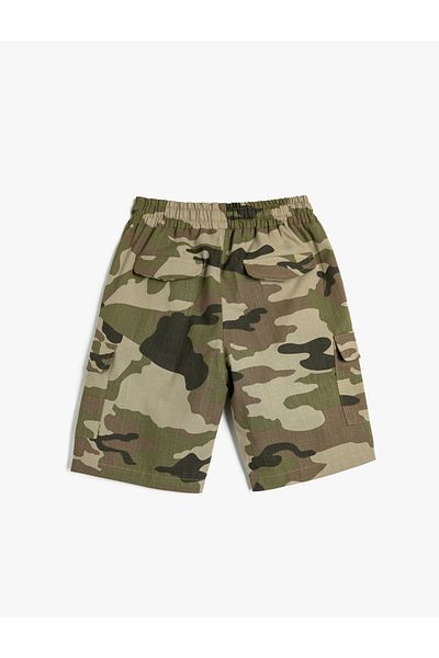 Koton Shorts mit Camouflage-Muster, Seitentaschen, Taillenband, Baumwolle