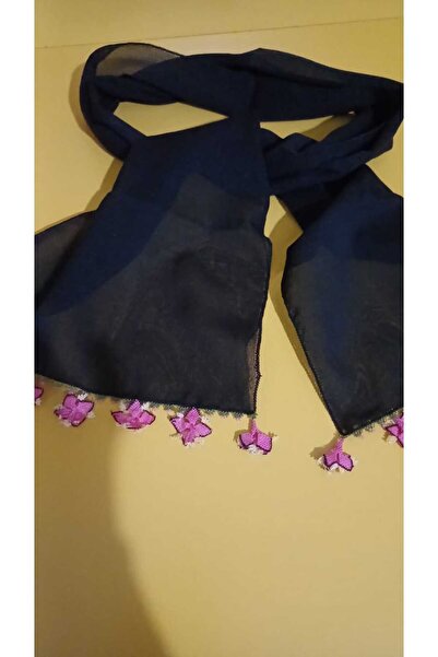 Aysun Ayakkabı siyah dış meteryal şifon el emeği iğne oyası kadın fular