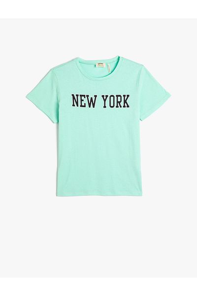 Koton Μπλουζάκι New York με κοντό μανίκι, βαμβακερή λαιμόκοψη